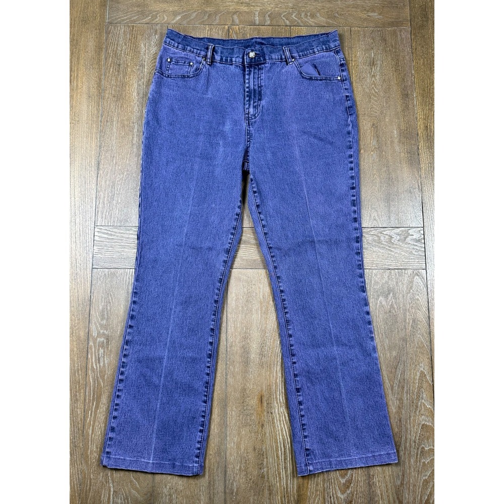 DG2 Diane Gilman Jeans Women's 12 Purple Stretch Denim Straight Leg Pants